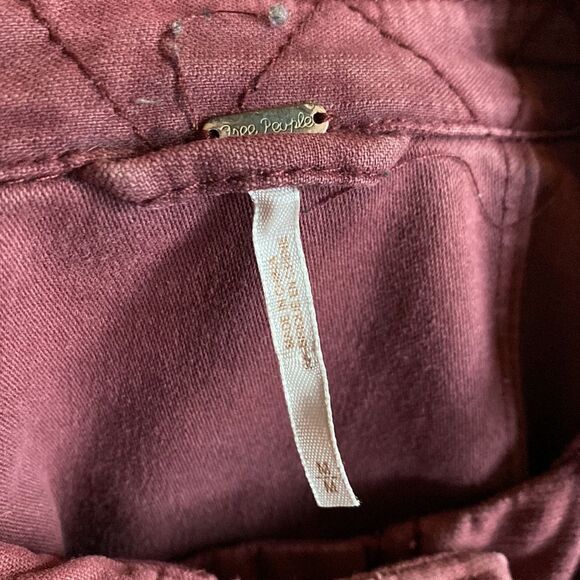 Free People Women’s Medium Not Your Brothers Military Surplus Burgundy Jacket - Picture 6 of 7
